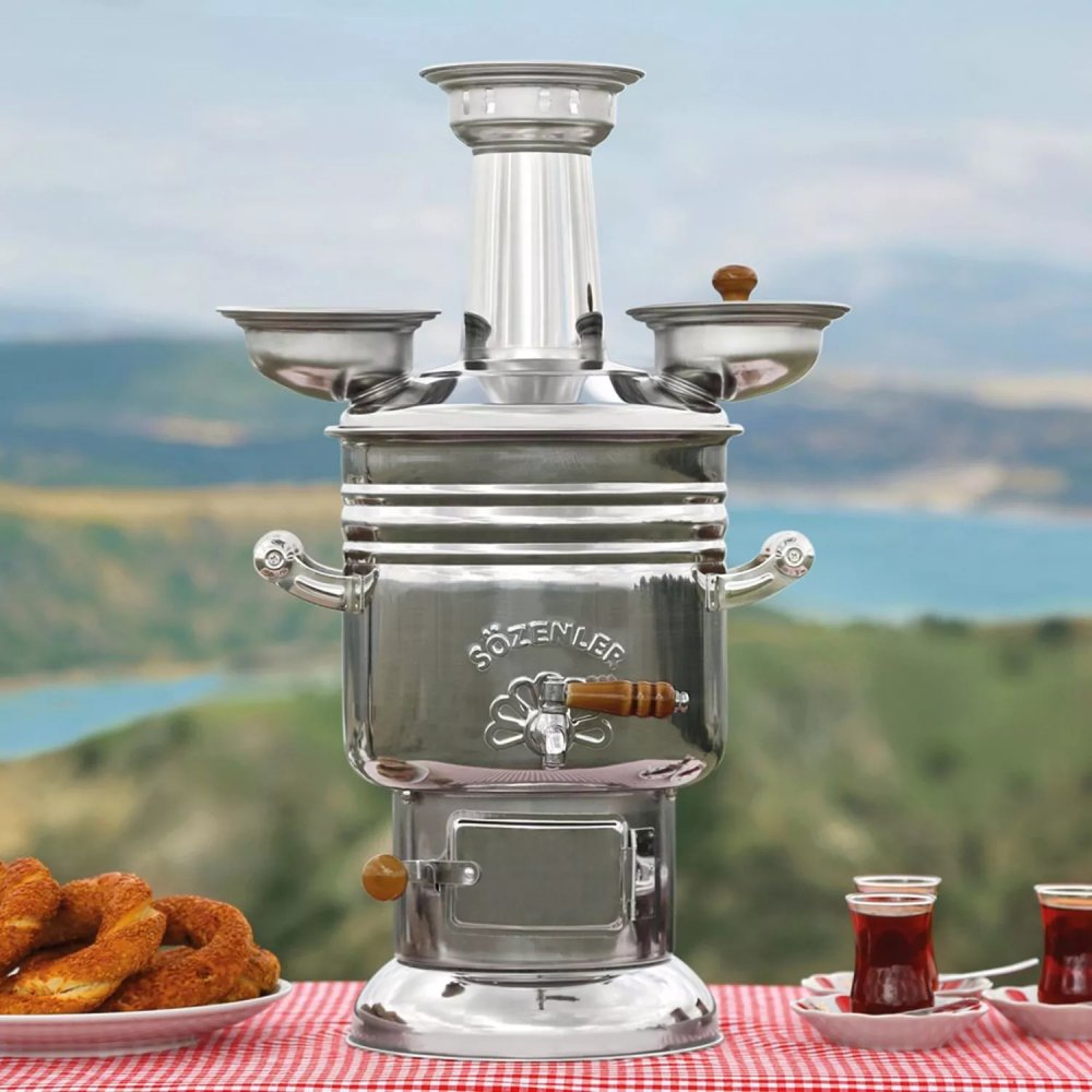 Harsal Tarım - (6 LT) KROM KÖMÜRLÜ SEMAVER (PORSELEN KULP)